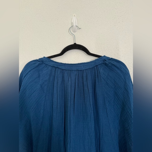 Ocean + Main Teal Gauze 100% Cotton Maxi Dress With Pockets Size 2X NEW - Picture 6 of 7